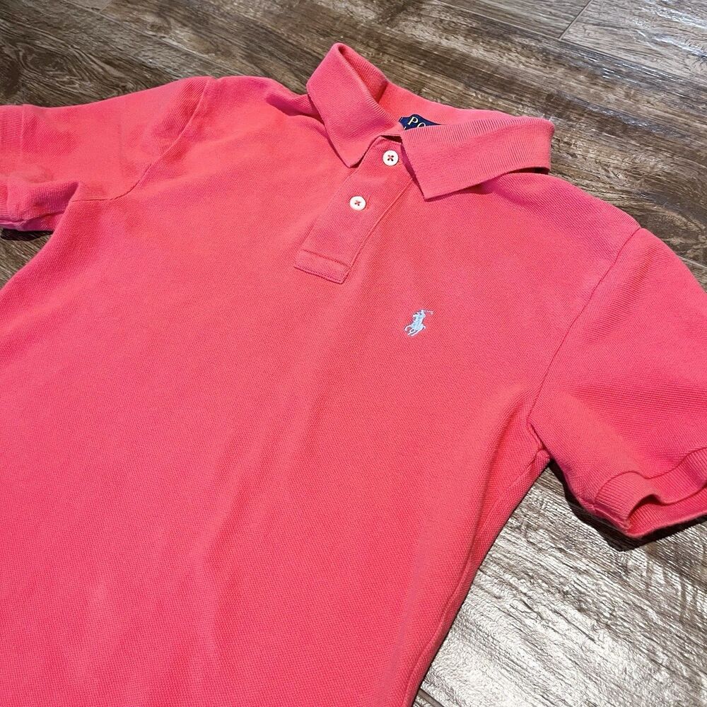 Polo Ralph Lauren Shirt Youth Boys Medium Red Classic Fit Pony Short Sleeve